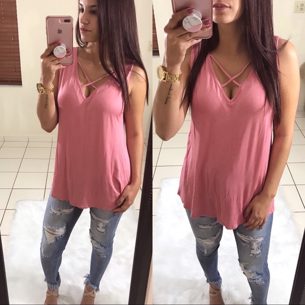 LAST 1  // ‘BIBI’ Rose Basic Top - Picture 2 of 3